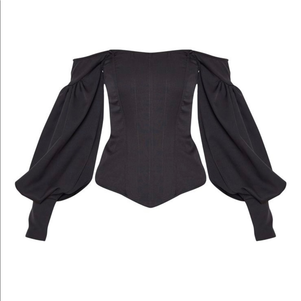 Black Corset Bardot PrettyLittleThing